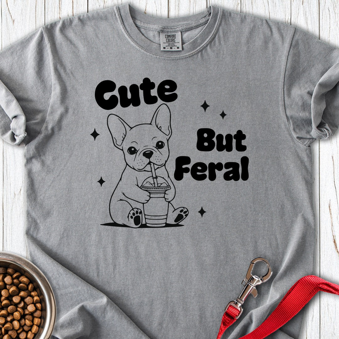 Cute but Feral French Bulldog Premium Tee Grey