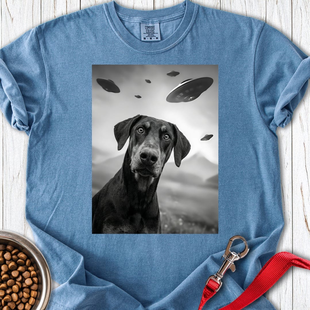 Dobermann Pinscher UFO Premium Tee Blue Jean