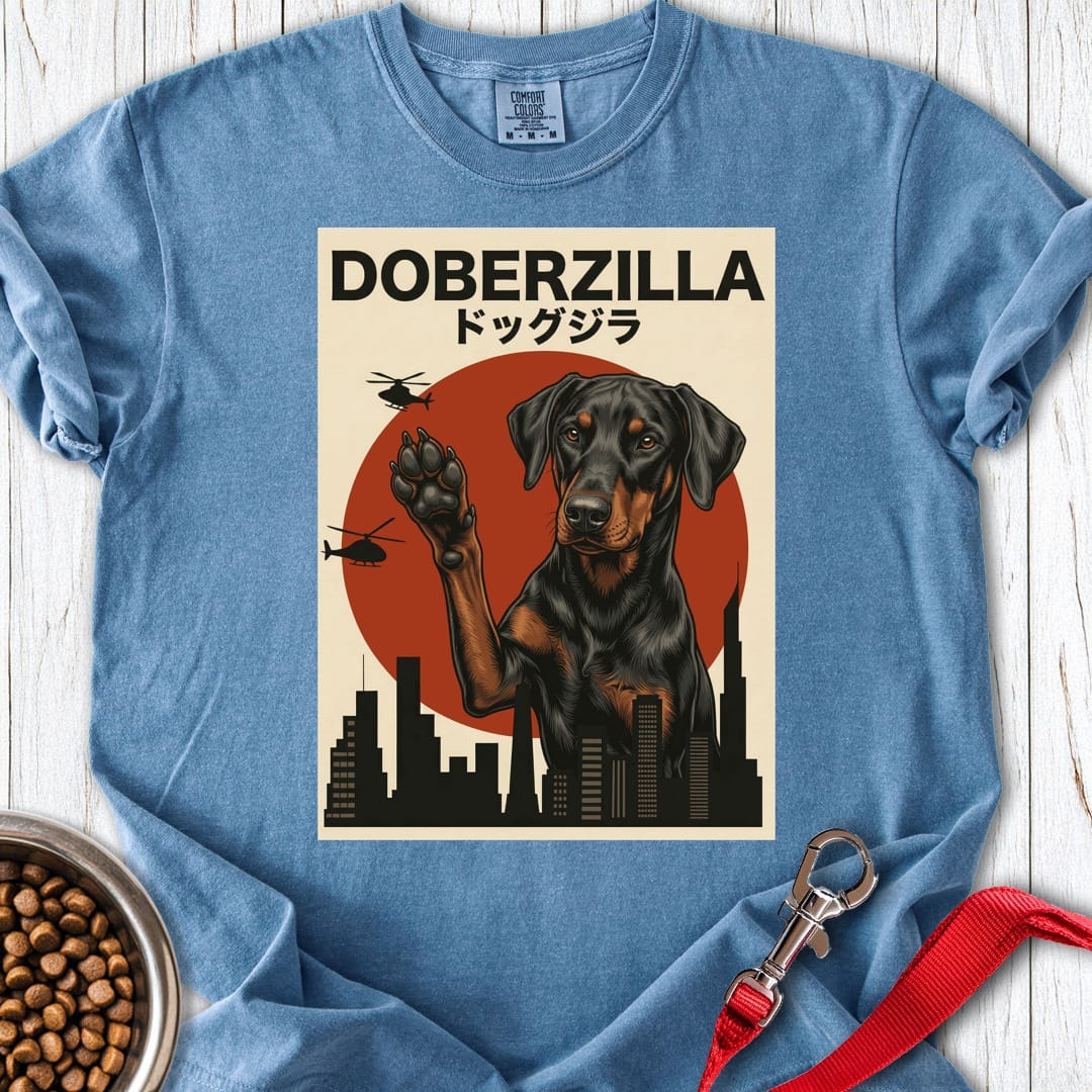 Doberzilla Dobermann Premium Tee Blue Jean