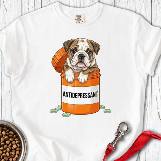 English Bulldog Antidepressant Premium Tee White