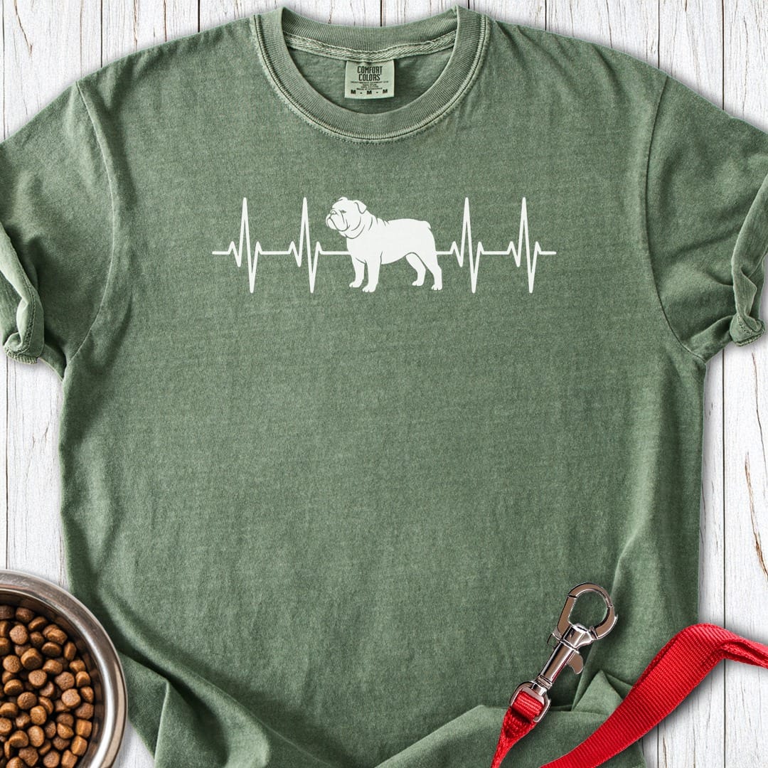 English Bulldog Heartbeat Premium Tee Moss
