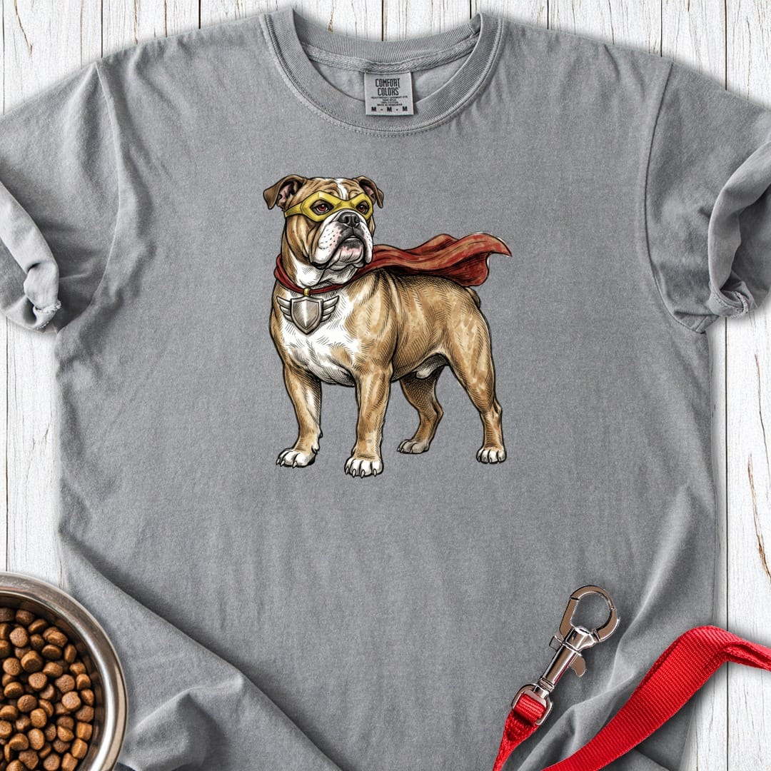 English Bulldog Superhero Premium Tee Grey