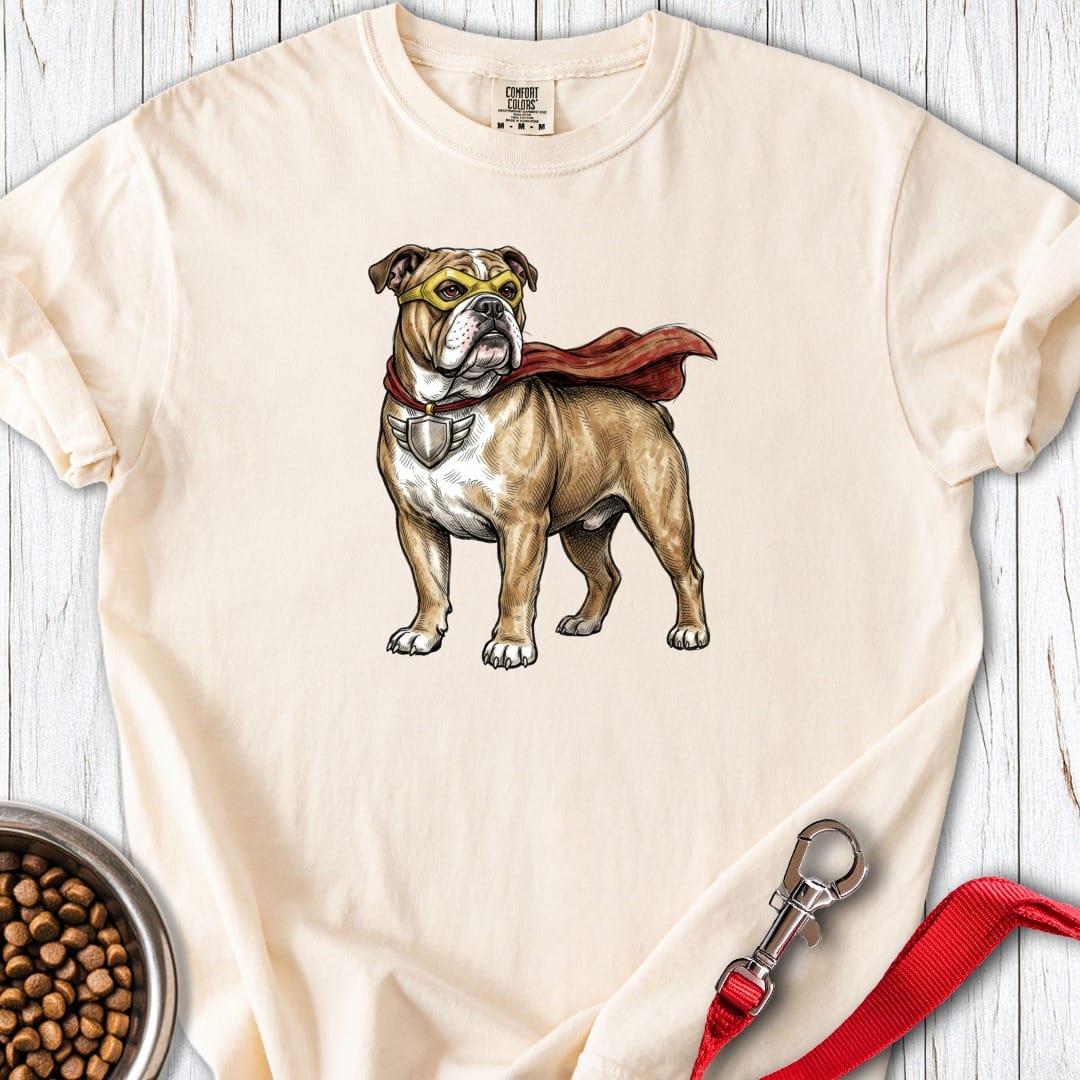 English Bulldog Superhero Premium Tee Ivory