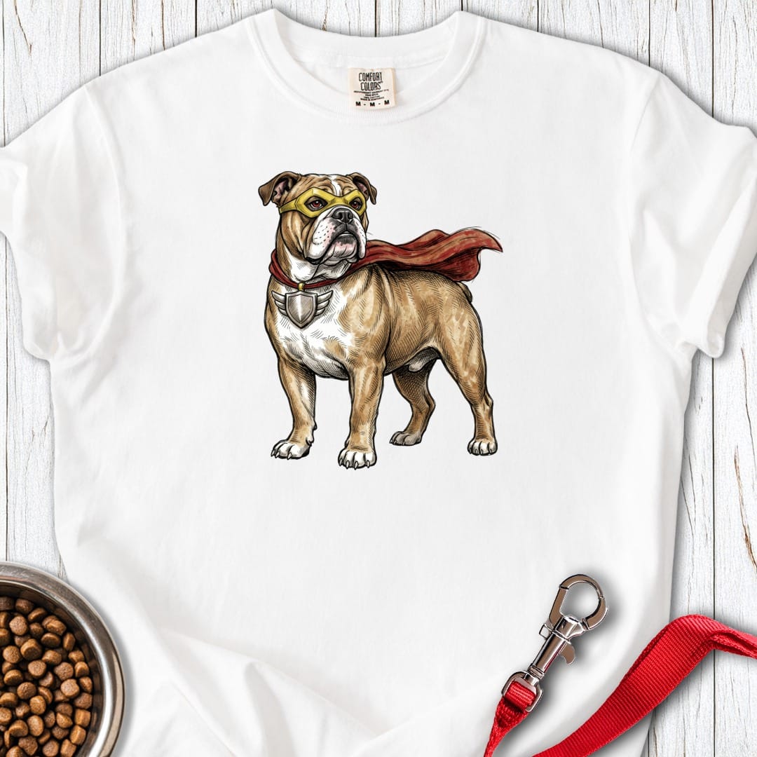 English Bulldog Superhero Premium Tee White