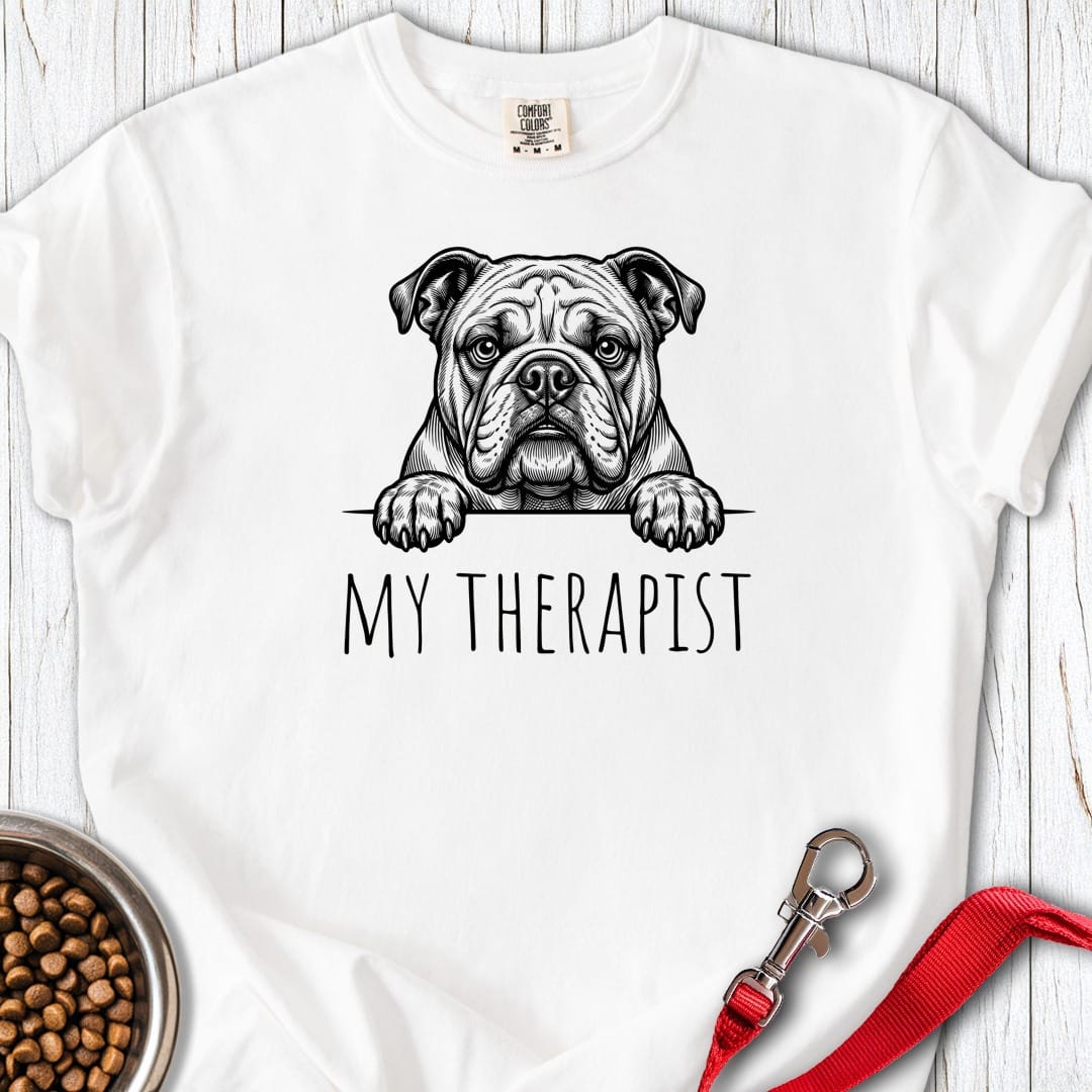 English Bulldog Therapist Premium Tee White