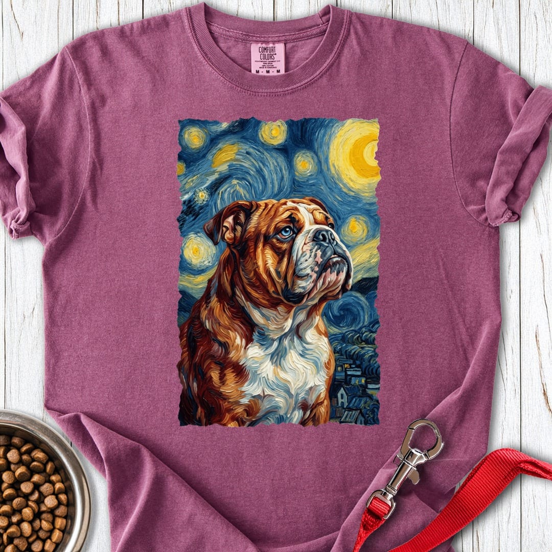 English Bulldog Van Gogh Premium Tee Berry
