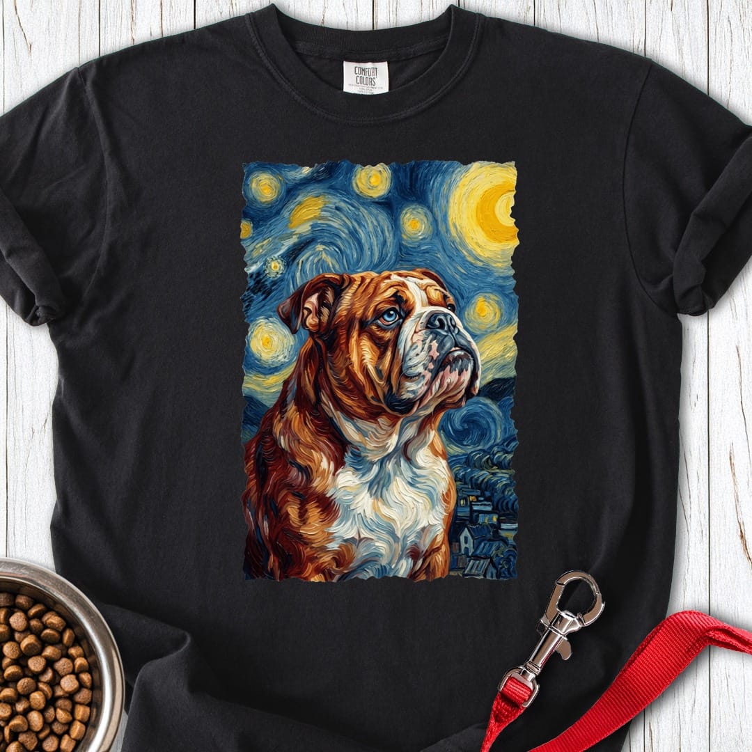 English Bulldog Van Gogh Premium Tee Black