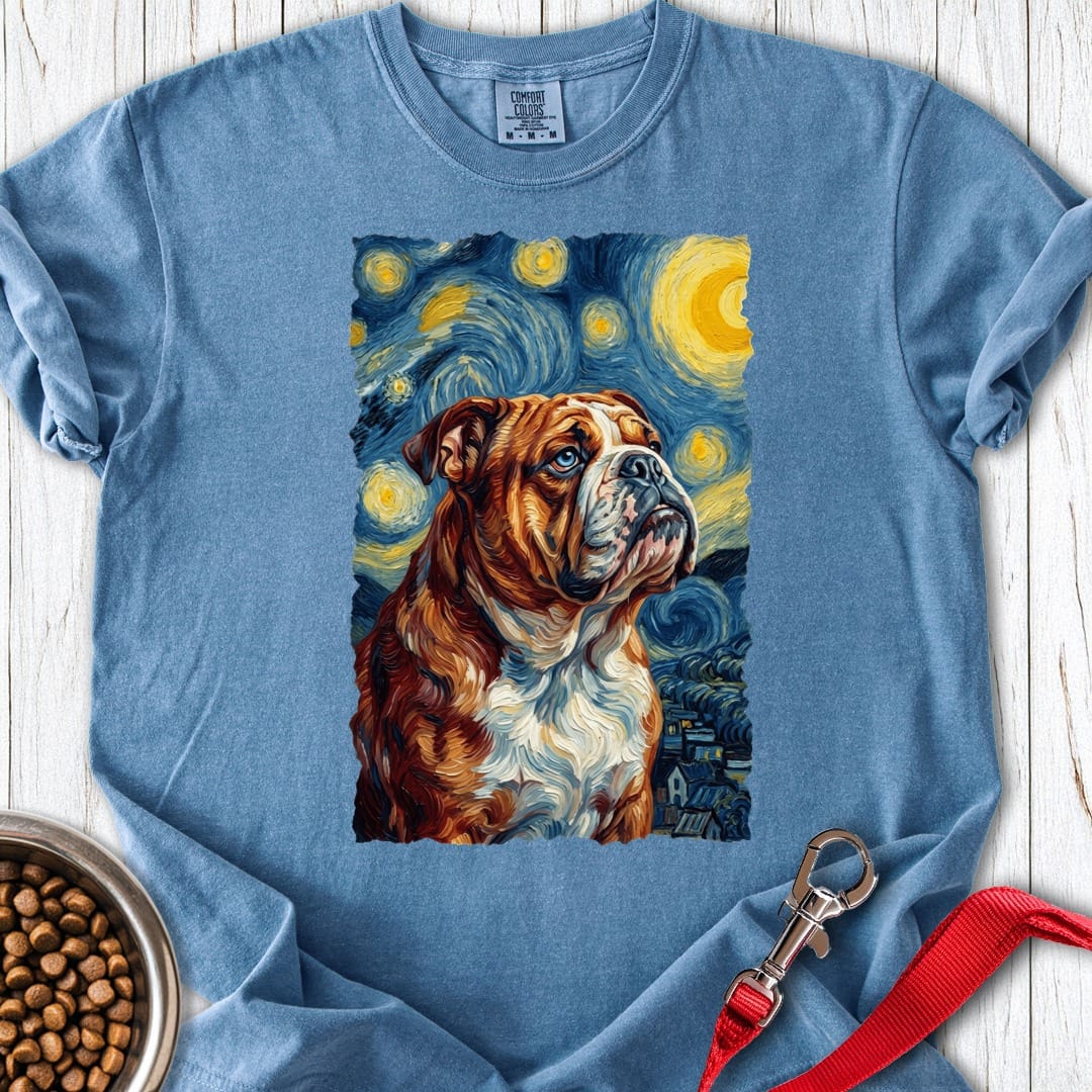 English Bulldog Van Gogh Premium Tee Blue Jean