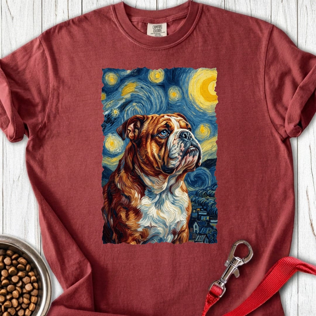English Bulldog Van Gogh Premium Tee Brick