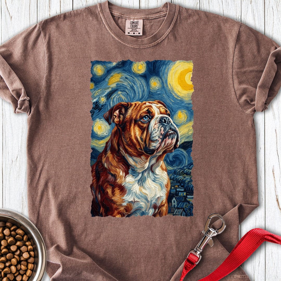 English Bulldog Van Gogh Premium Tee Espresso