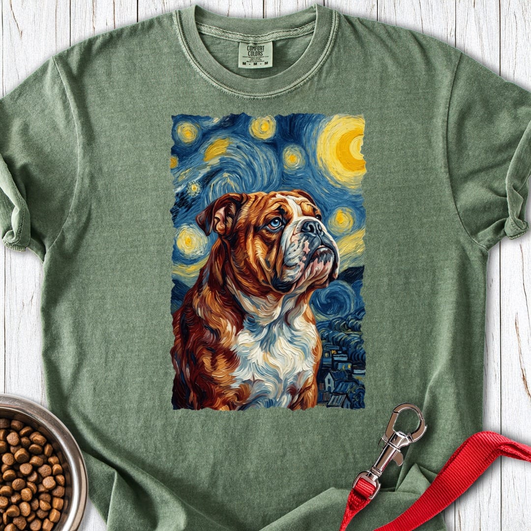 English Bulldog Van Gogh Premium Tee Moss