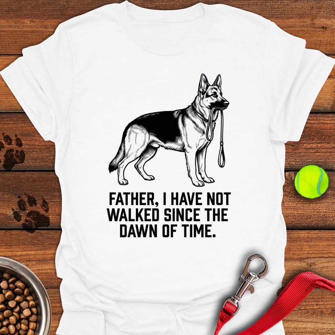 Father Walking German Shepherd White