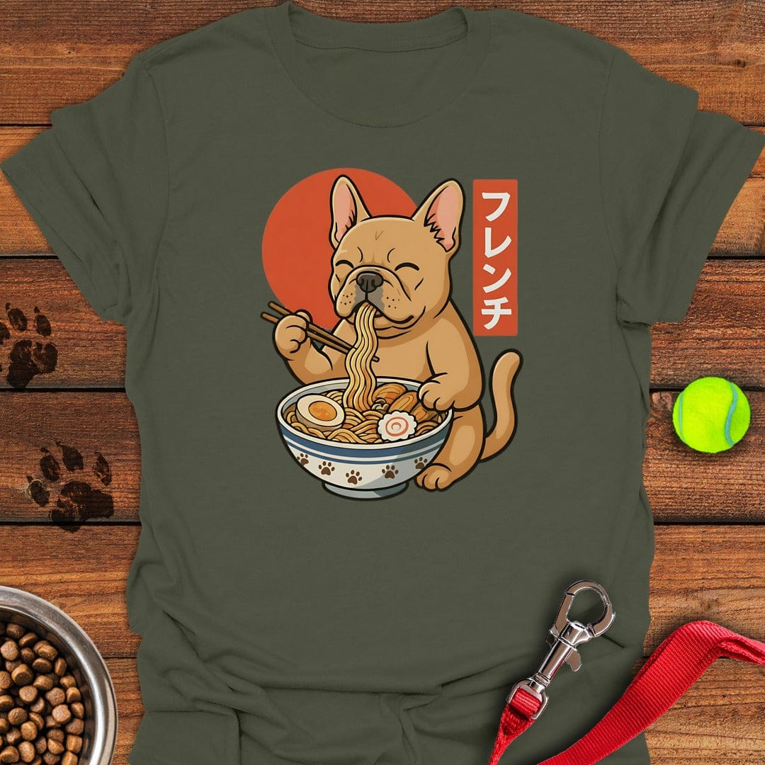 Fawn Frenchie Eating Ramen Military Green