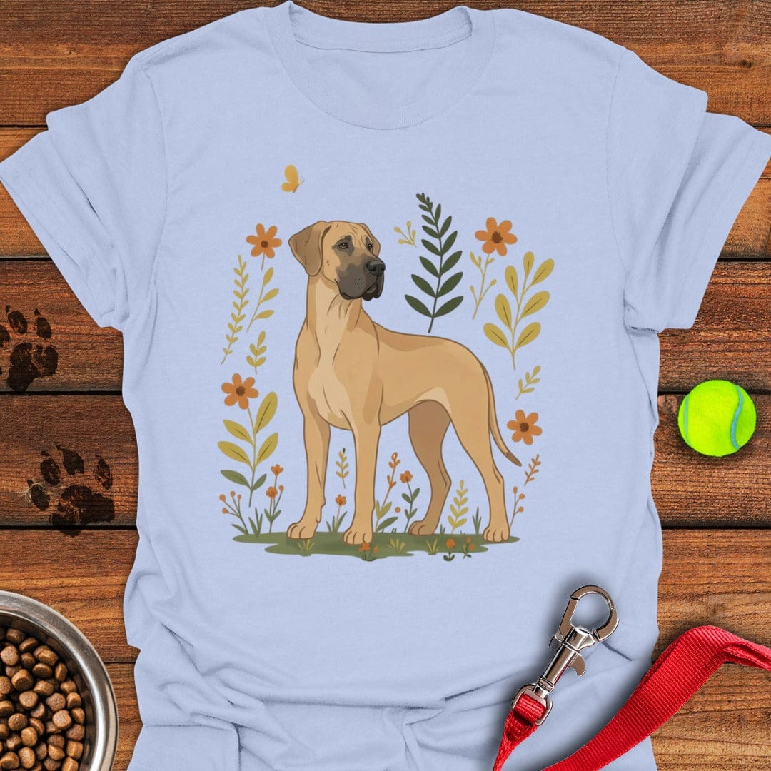Fawn Great Dane Flowers Light Blue