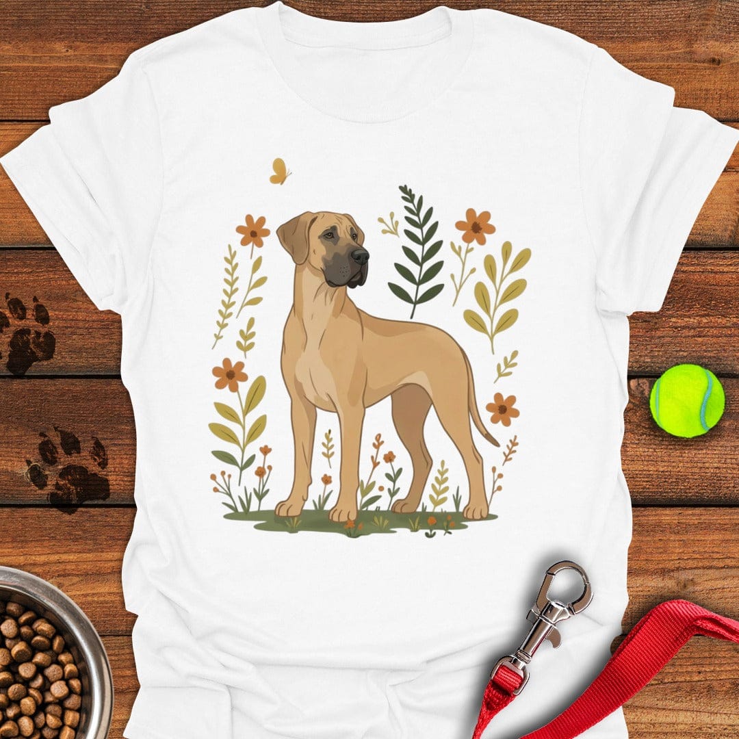 Fawn Great Dane Flowers White