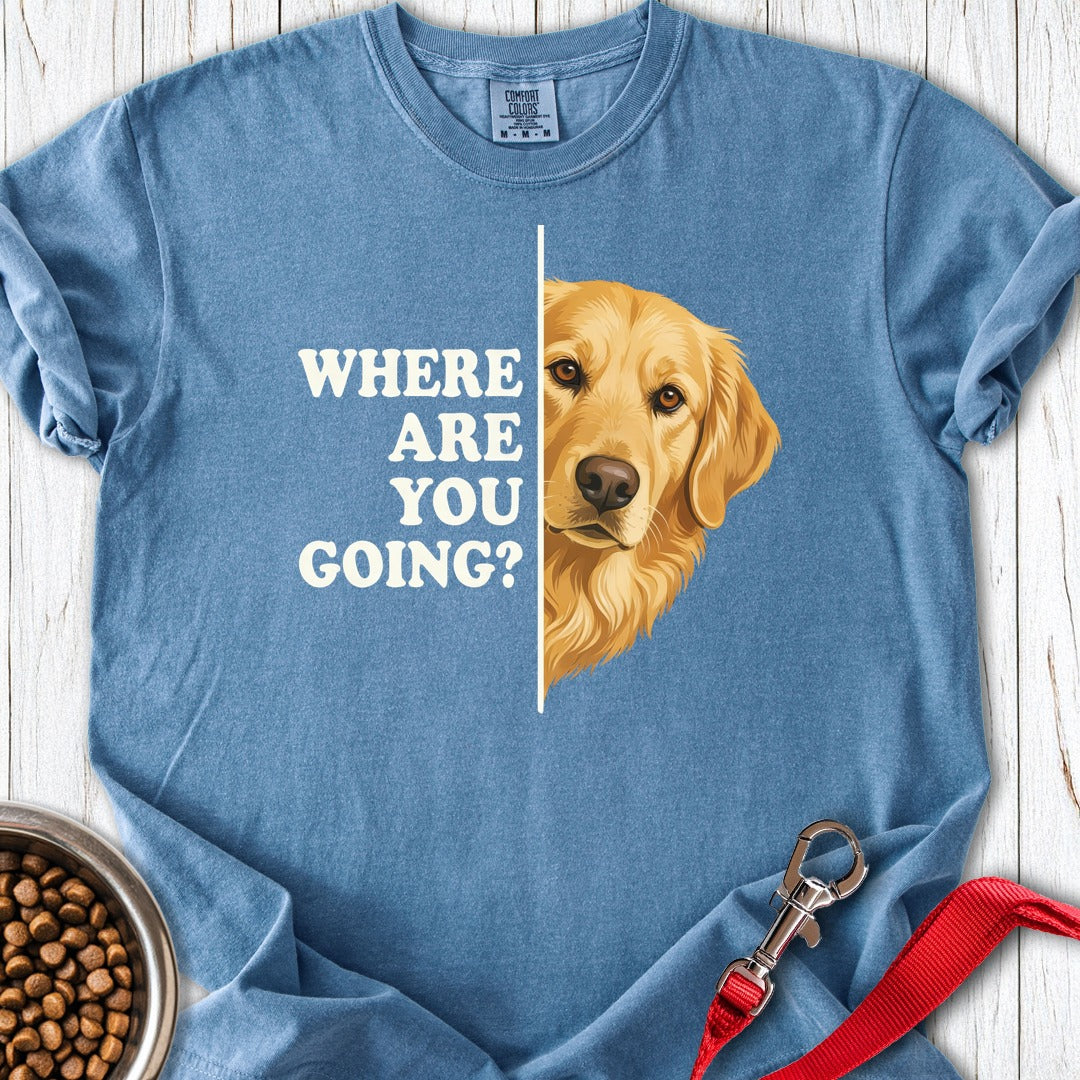 Following Golden Retriever Premium Tee Blue Jean