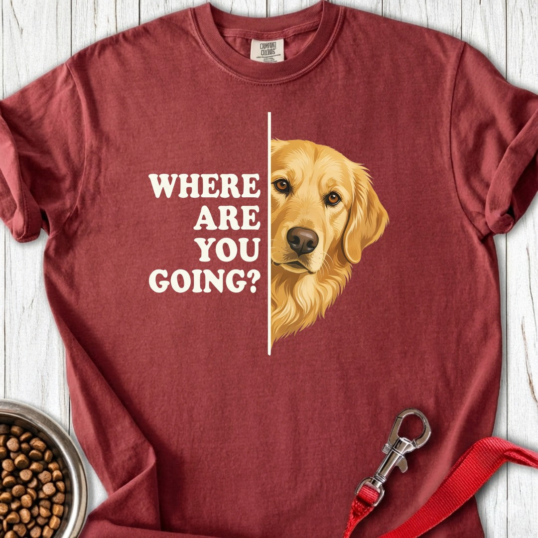 Following Golden Retriever Premium Tee Brick