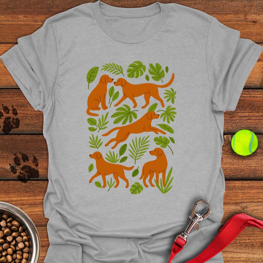Fox Red Labrador Floral T-Shirt Sport Grey