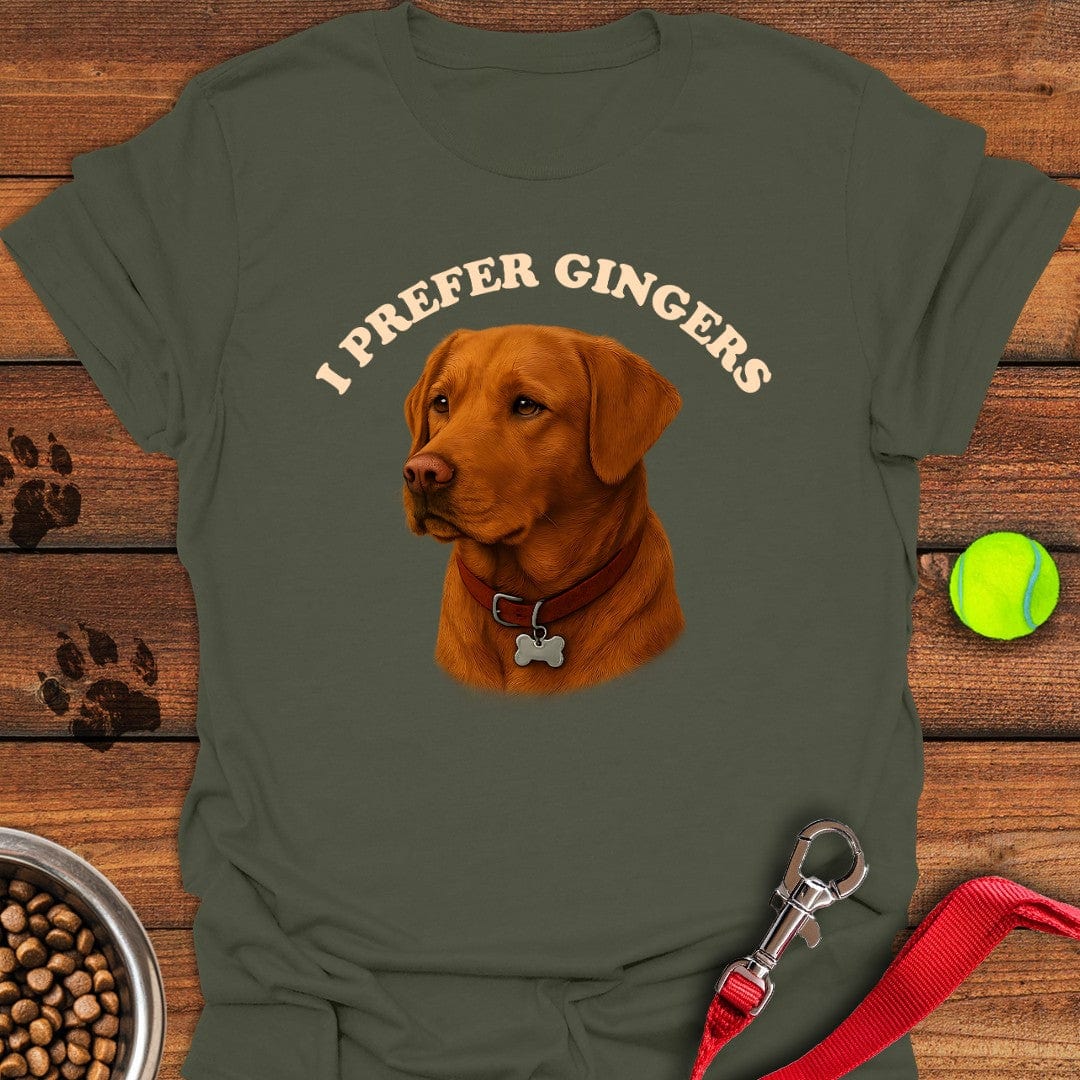 I Prefer Gingers Fox Red Labs T-Shirt Military Green