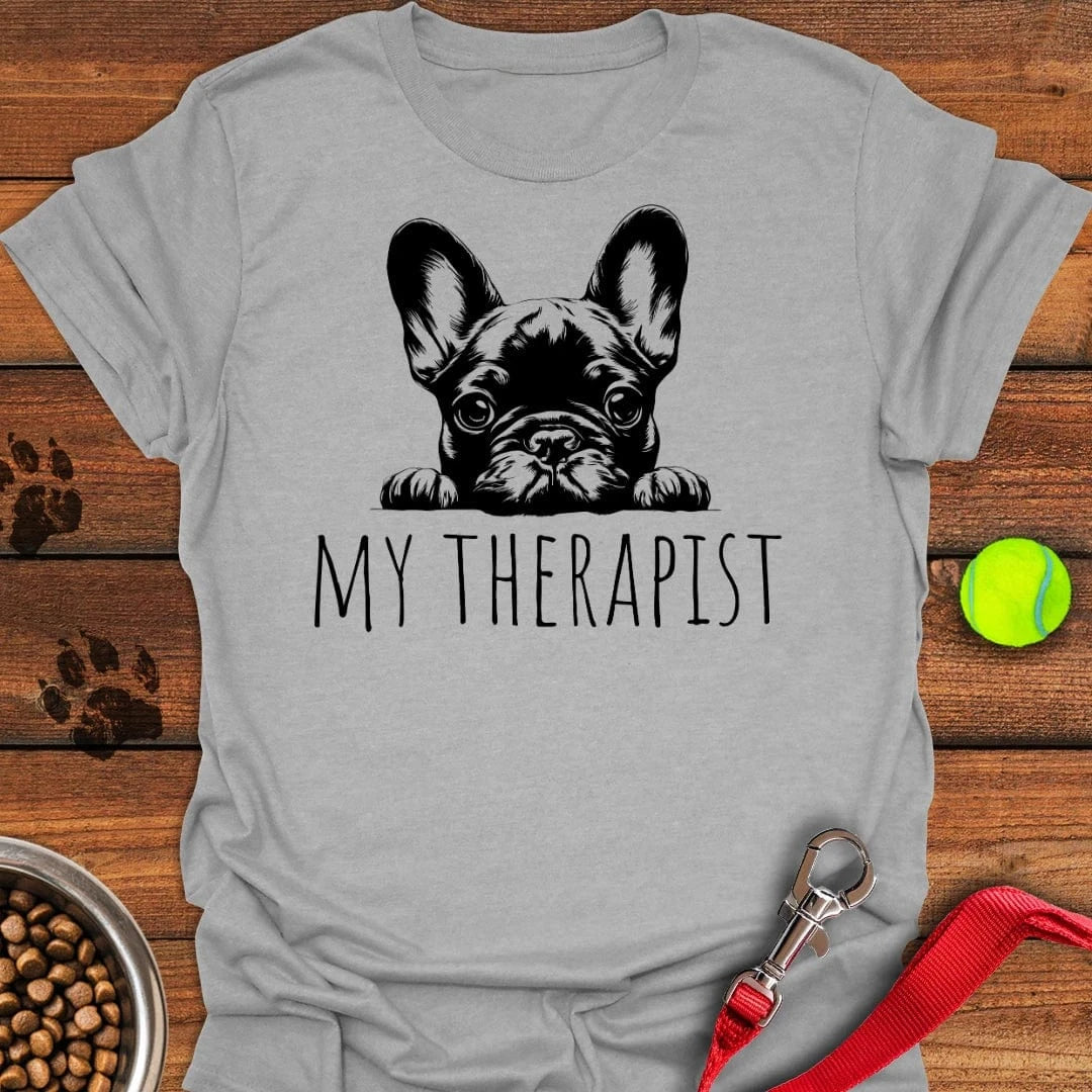 French Bulldog My Therapist T-Shirt Sport Grey