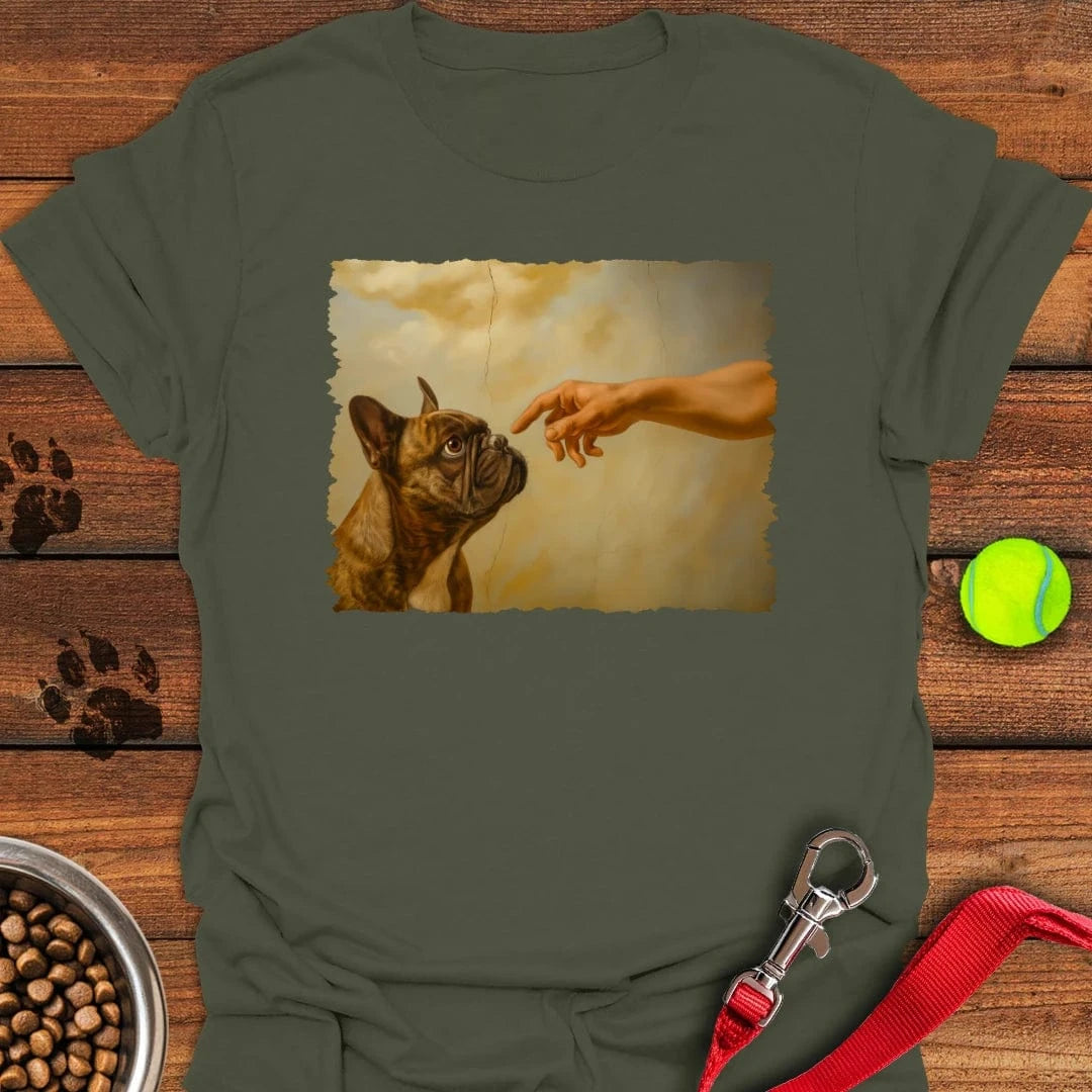 God Creates French Bulldog T-Shirt Military Green