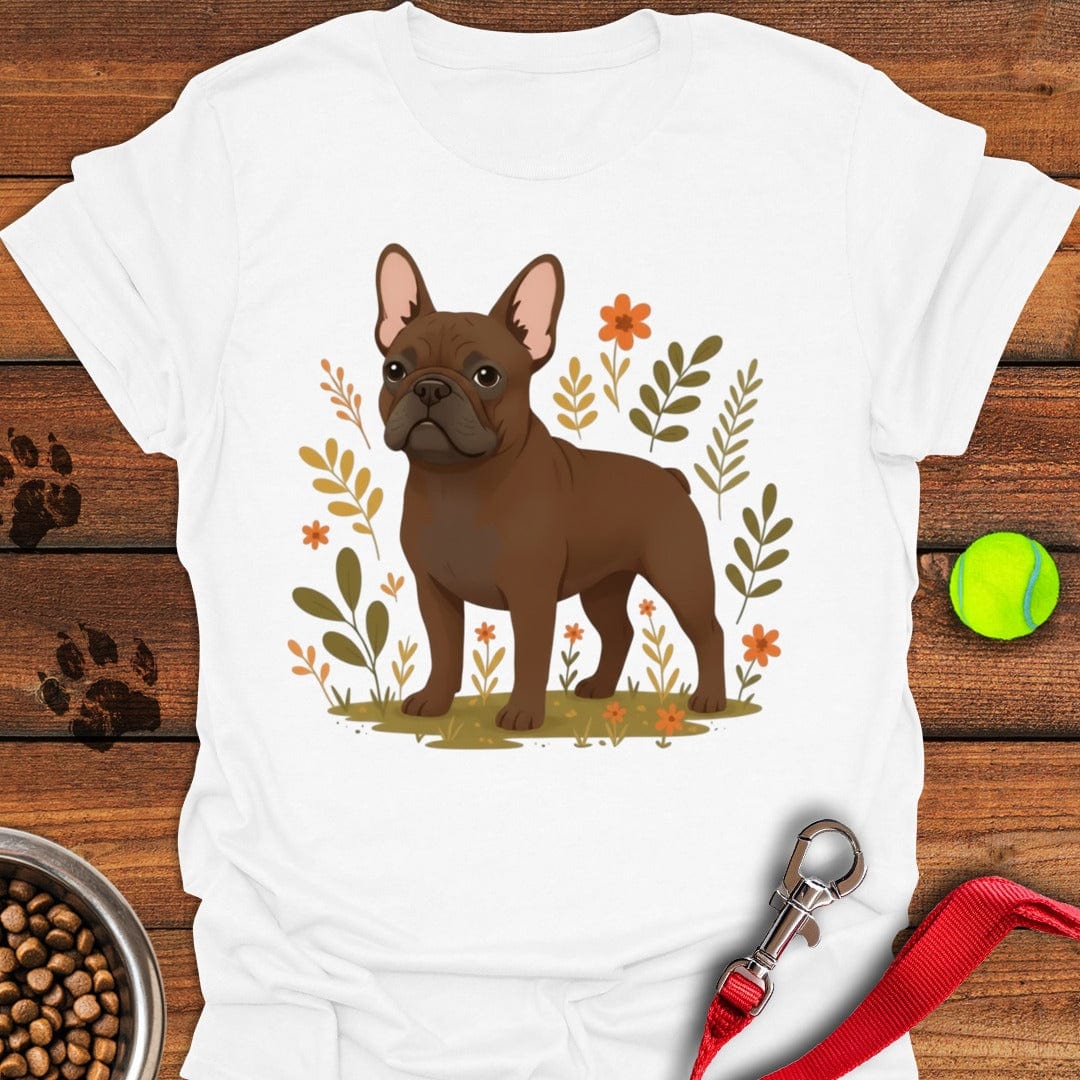 French Bulldog Chocolate Coat Flower White
