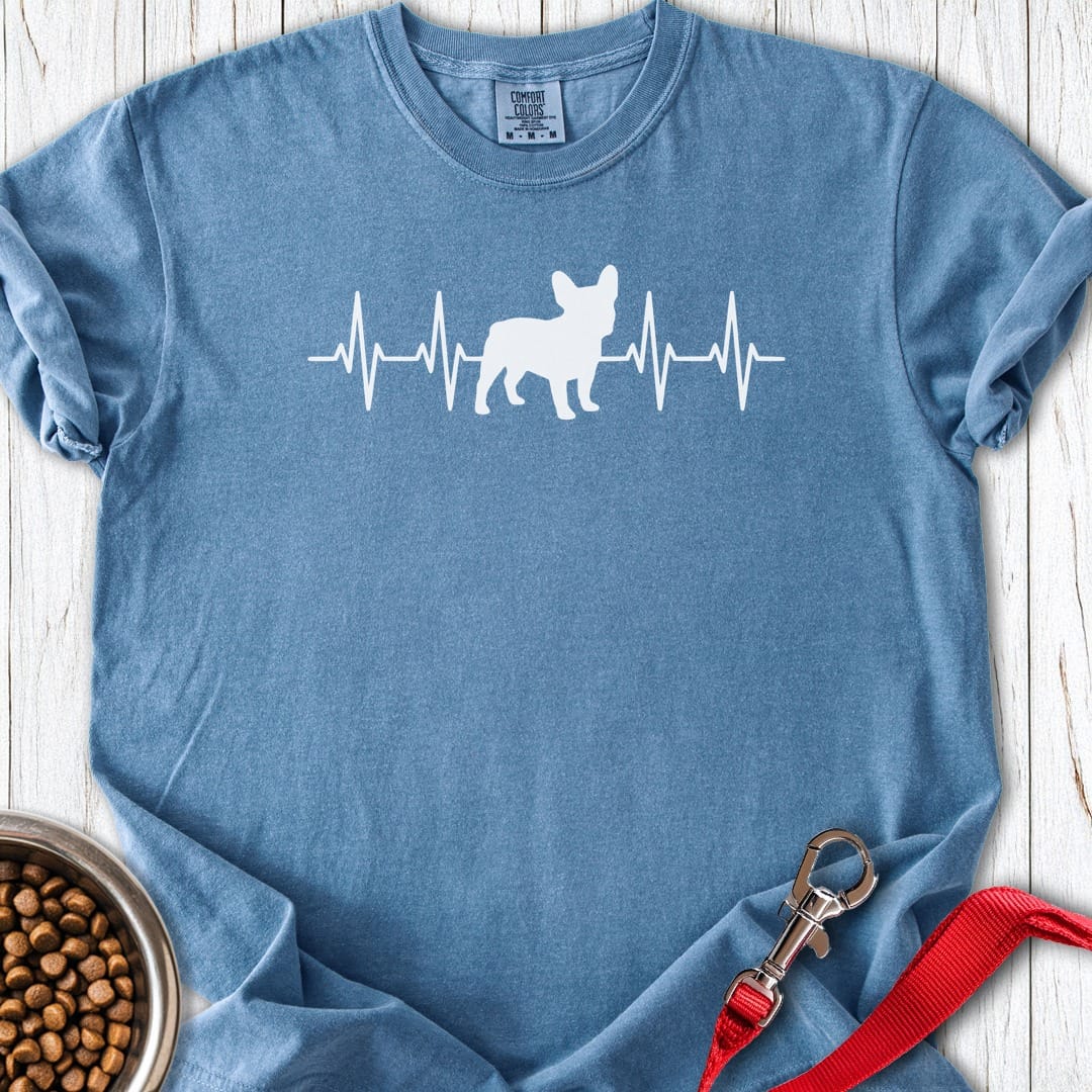 French Bulldog Heartbeat Premium Tee Blue Jean