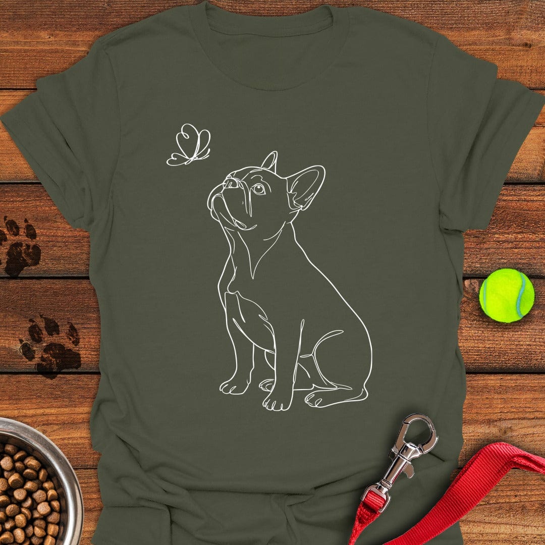 French Bulldog Line Art Military Green
