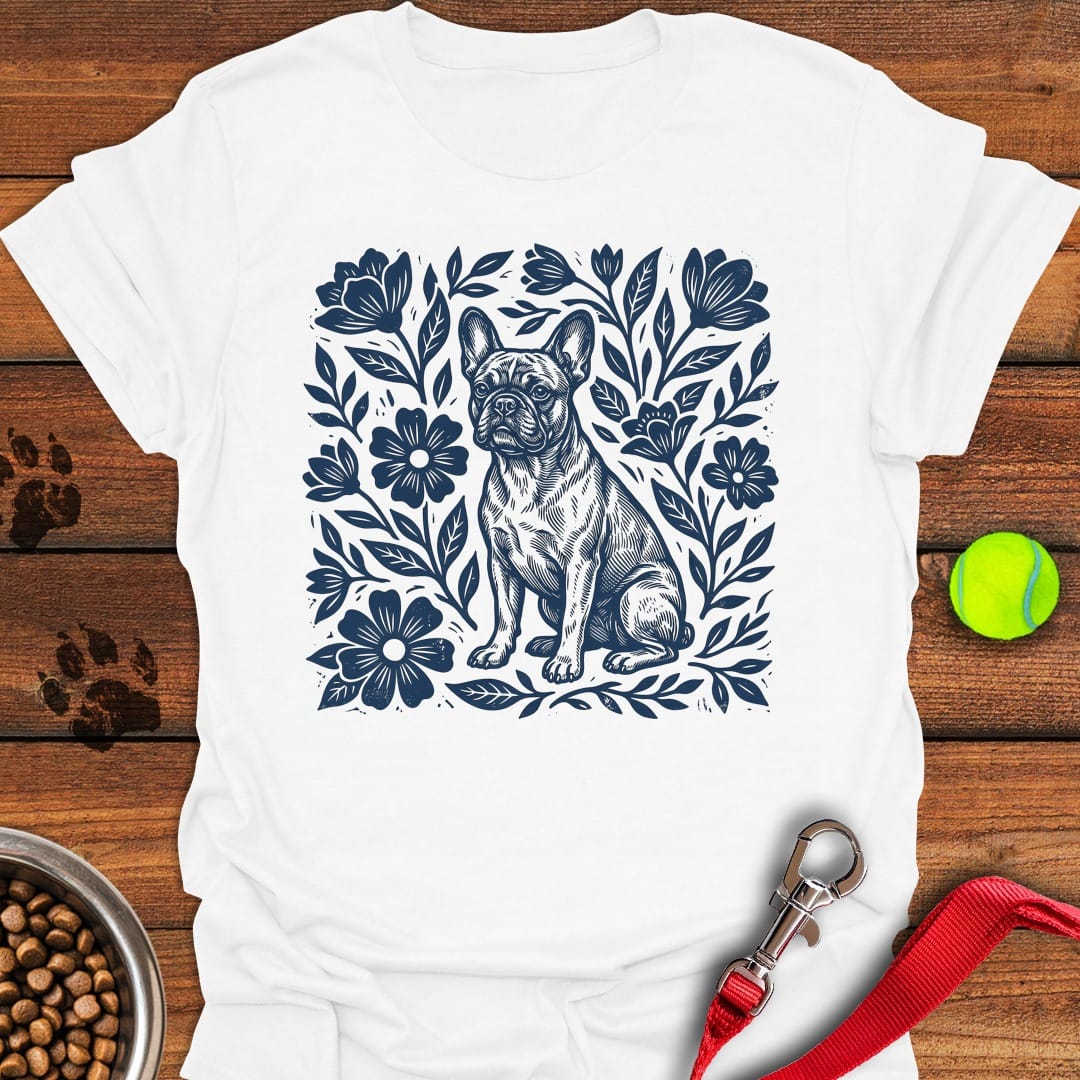 French Bulldog Linocut White