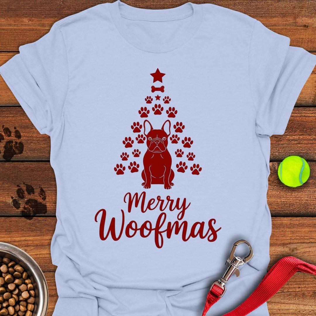French Bulldog Merry Woofmas Christmas Light Blue