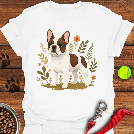 French Bulldog Pied Coat Flower White