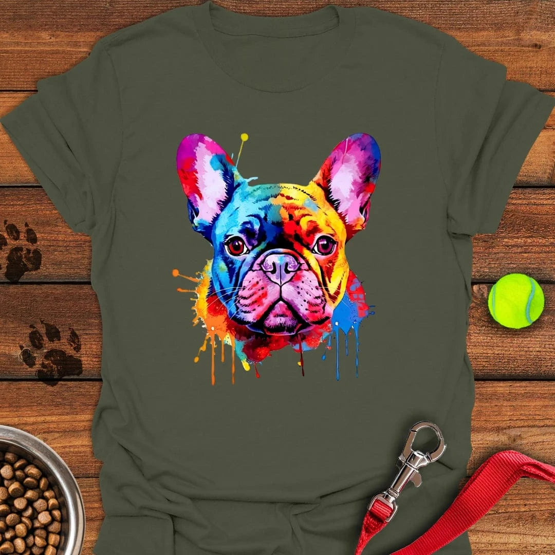 French Bulldog Painting T-Shirt Military Green