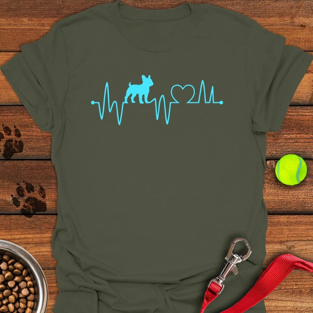 French Bulldog Heartbeat T-Shirt Military Green