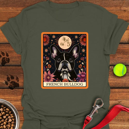 French Bulldog Tarot Card T-Shirt Military Green