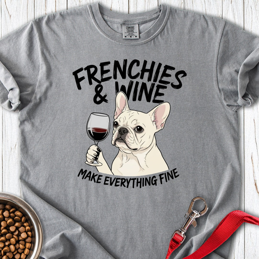 Frenchies & Wine Premium Tee Grey