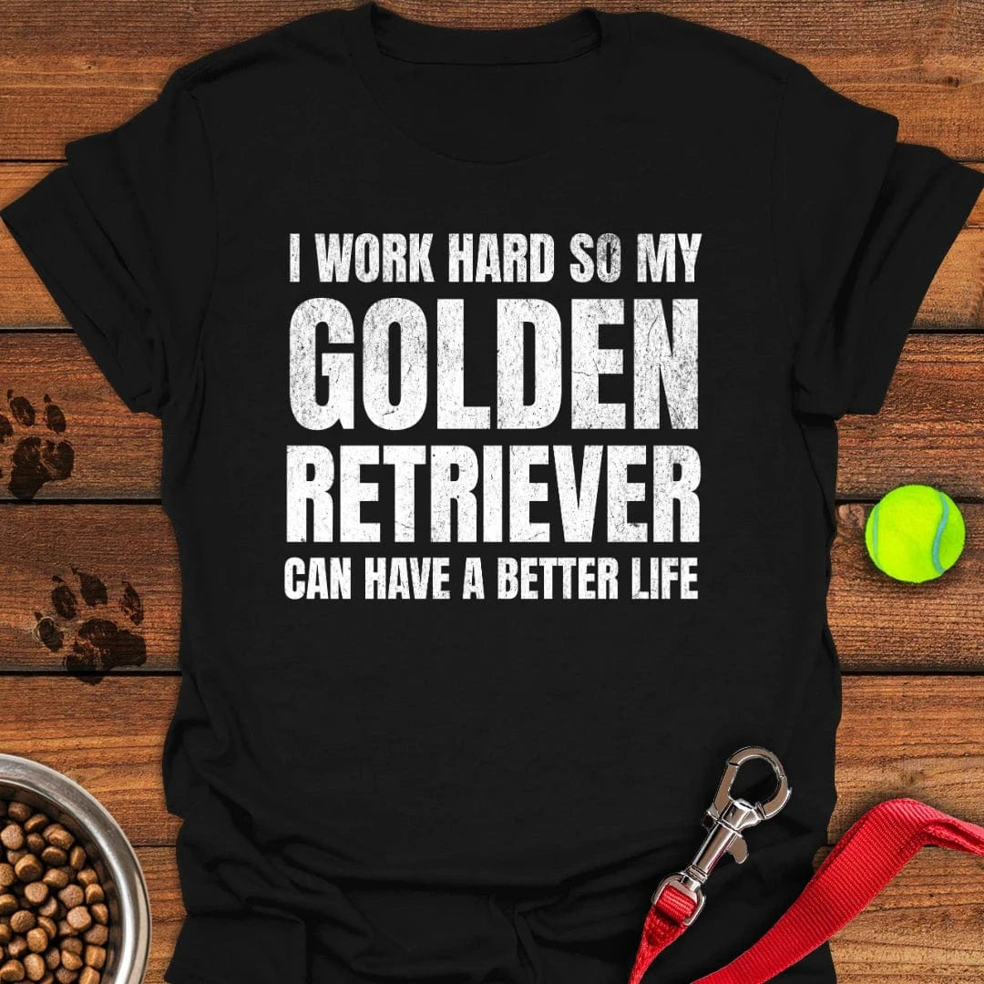 I Work For My Golden Retriever T-Shirt Black