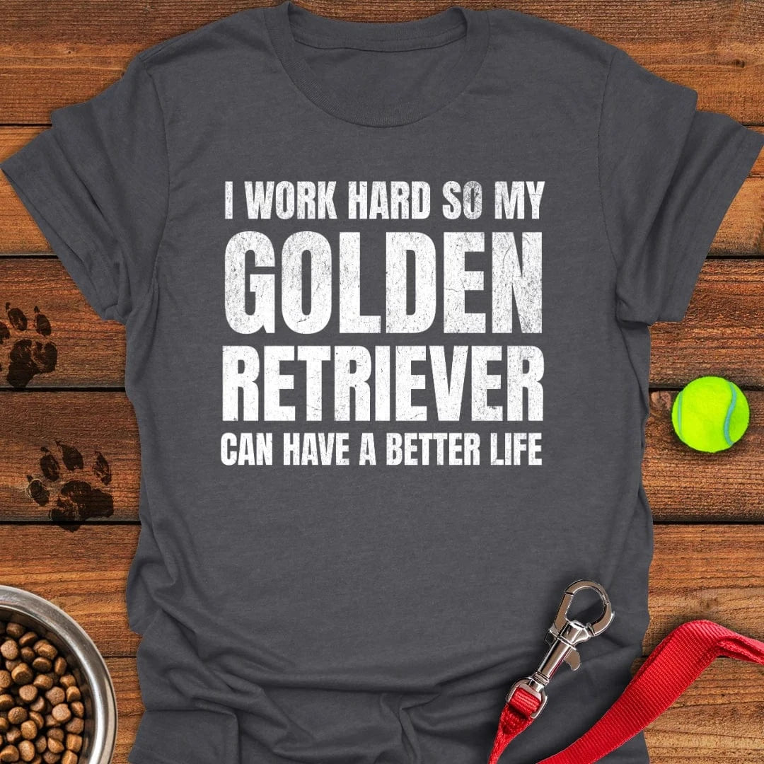 I Work For My Golden Retriever T-Shirt Dark Heather