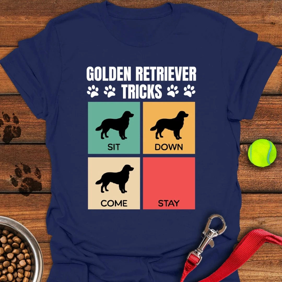 Golden Retriever Tricks T-Shirt Navy
