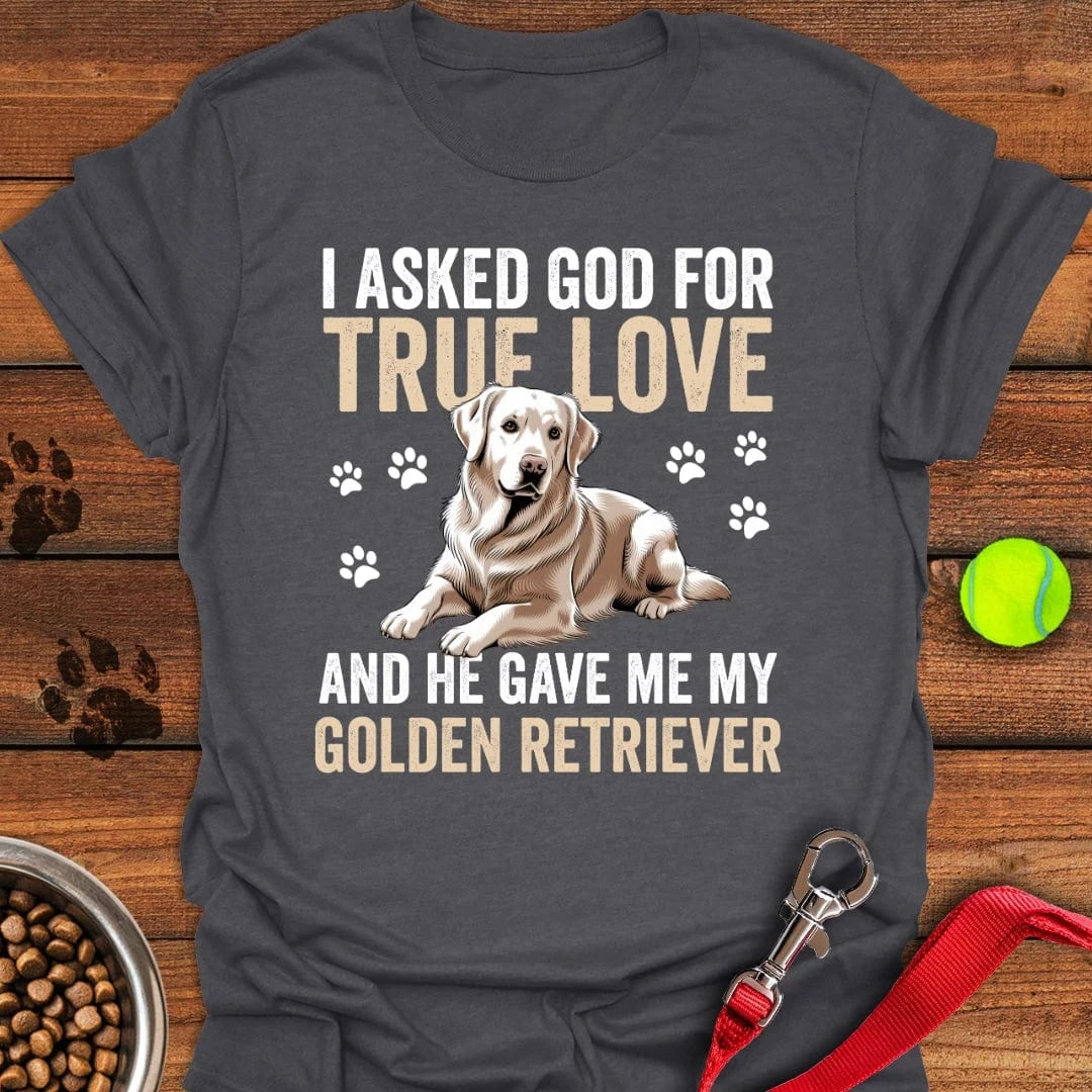 I Asked God For a Golden Retriever T-Shirt Dark Heather