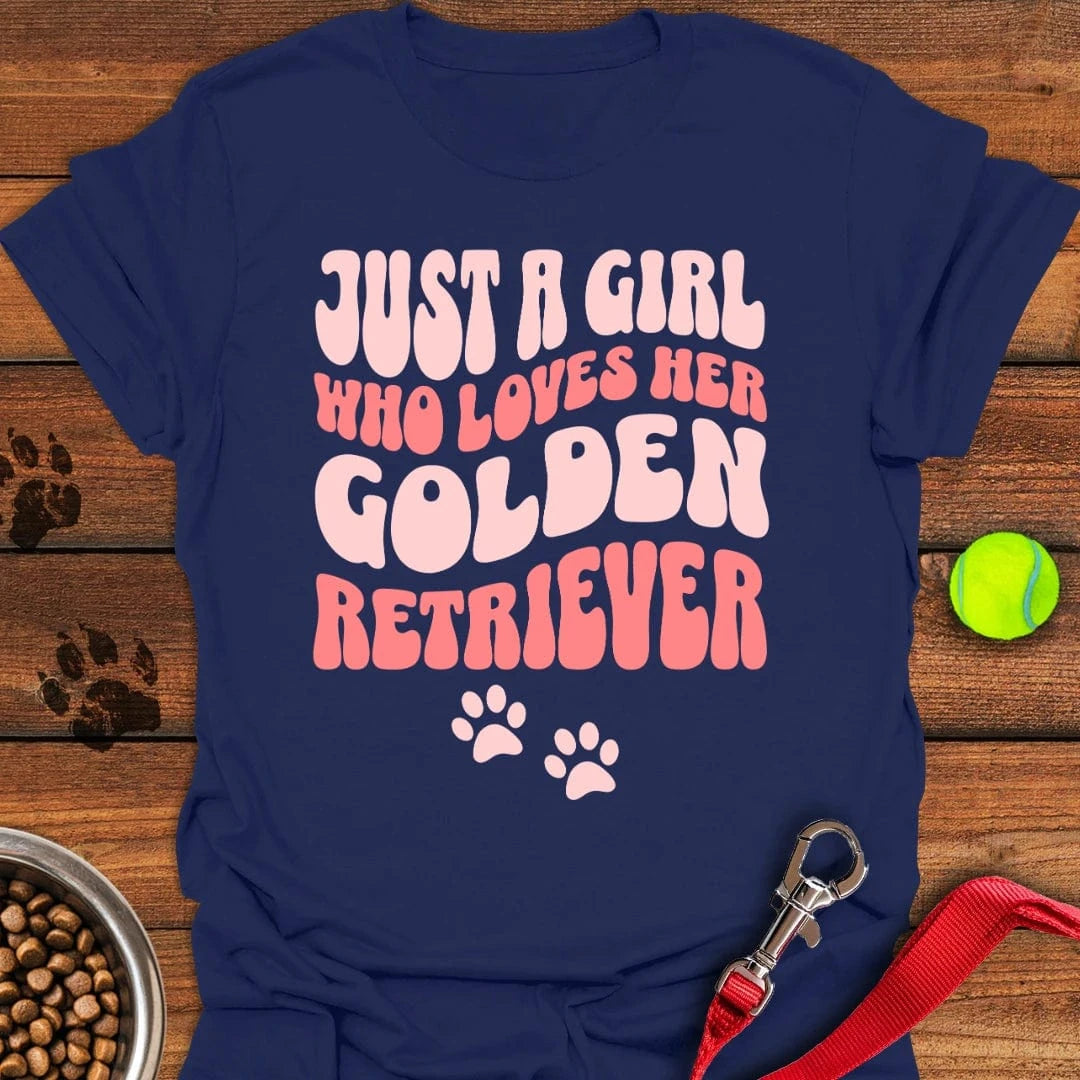 A Girl Who Loves Her Golden Retriever T-Shirt Navy