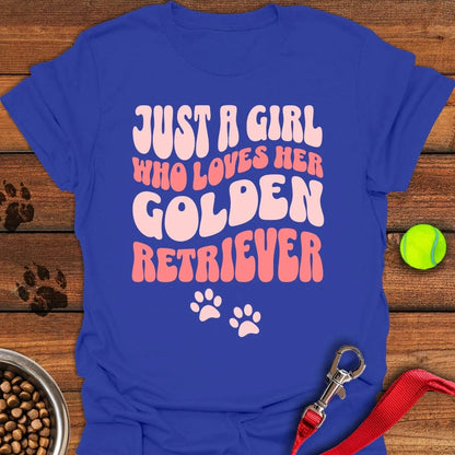 A Girl Who Loves Her Golden Retriever T-Shirt