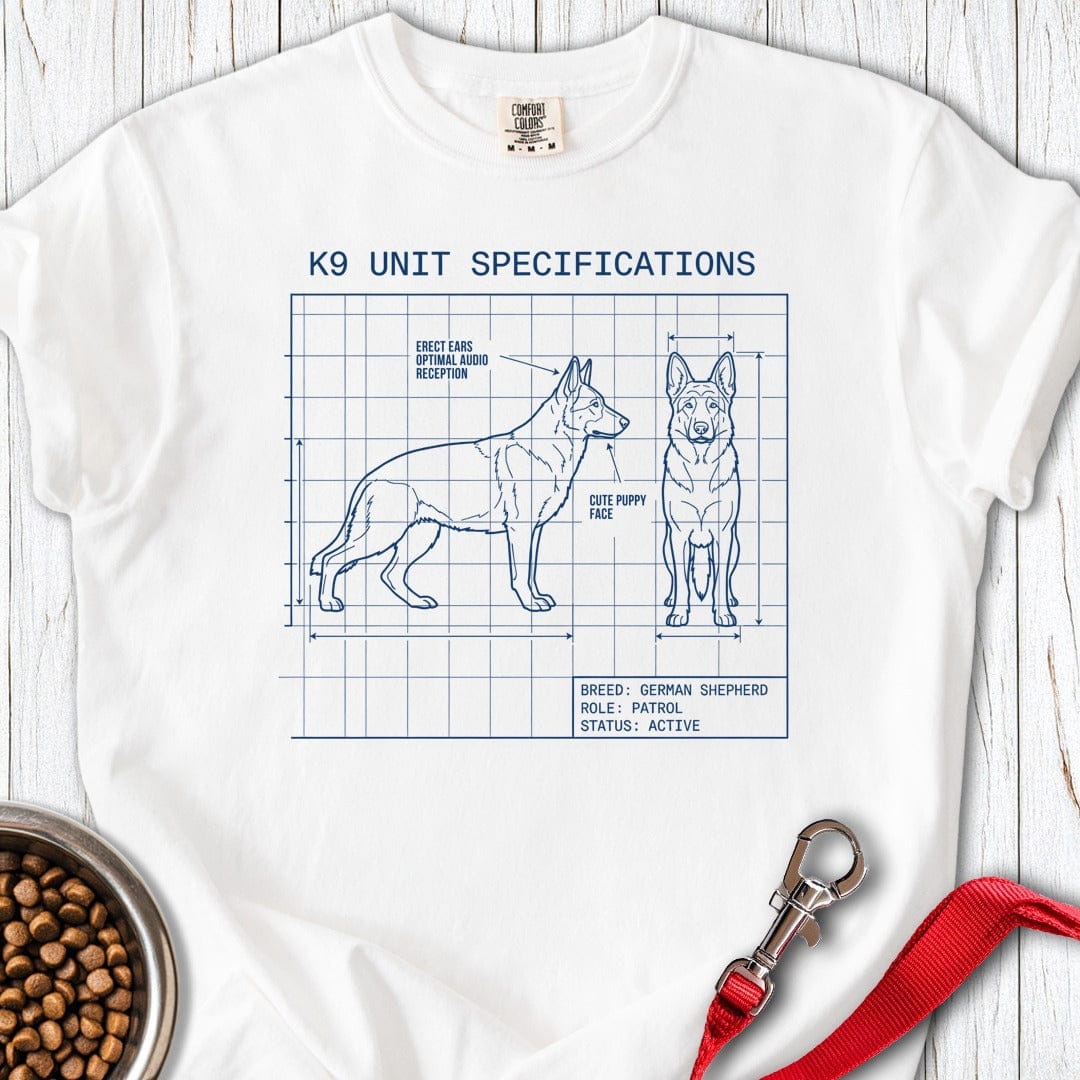 German Shepherd Blue Print K9 Premium Tee White