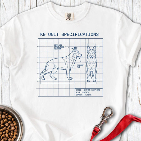 German Shepherd Blue Print K9 Premium Tee White