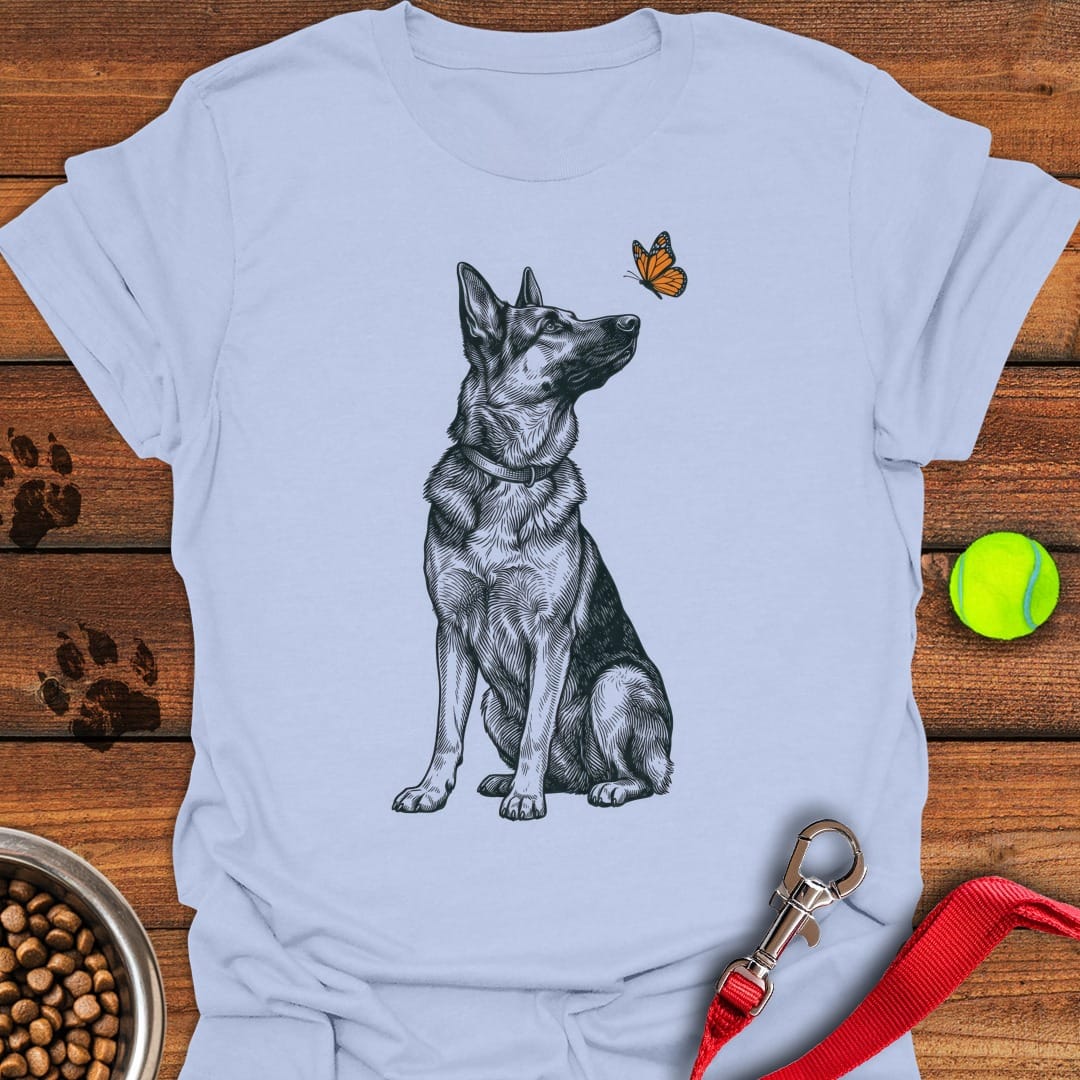 German Shepherd Butterfly Light Blue