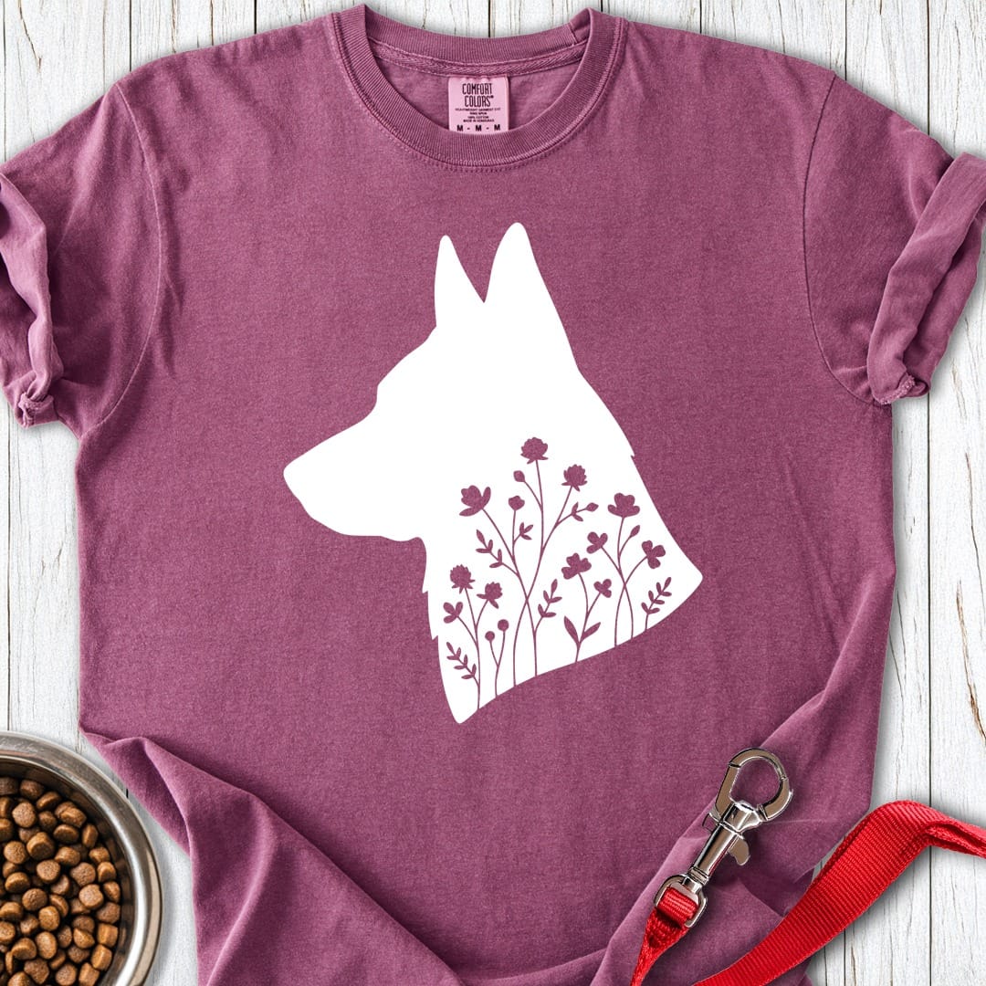 German Shepherd Flowers Premium Tee Berry