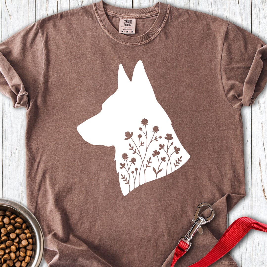 German Shepherd Flowers Premium Tee Espresso
