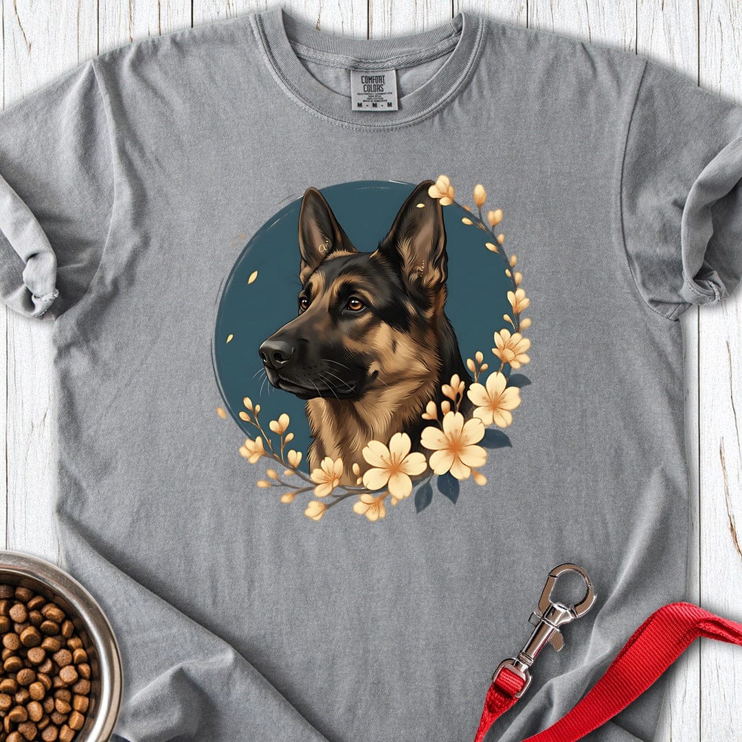 German Shepherd Flowers Premium Tee Grey