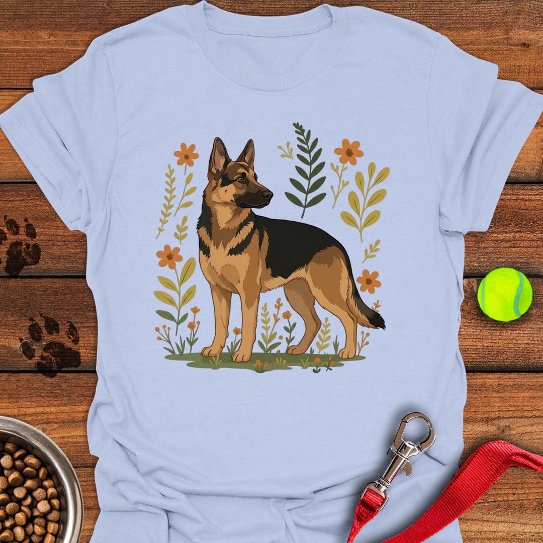 German Shepherd Flowers Light Blue
