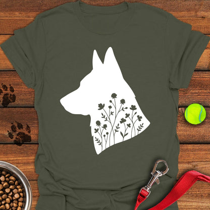 German Shepherd Flowers Military Green