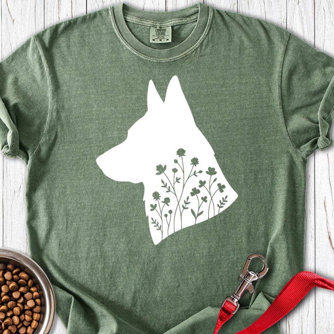 German Shepherd Flowers Premium Tee Moss
